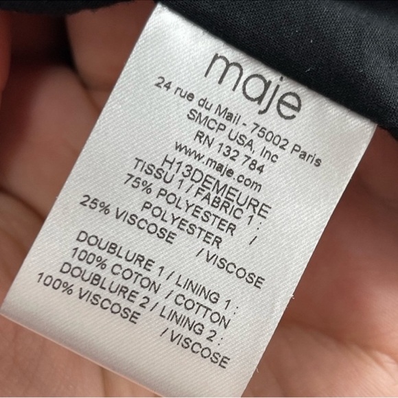 Maje black long Pointed Collar snap button teddy jacket Sherpa Coat size medium - Picture 7 of 12